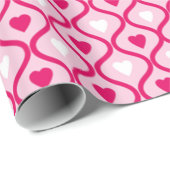 Speelse roze lint hart rij cadeaupapier (Rol Hoek)