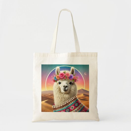 Speelse Roze Llama Illustratie met Leuke Quote Tote Bag (Voorkant)