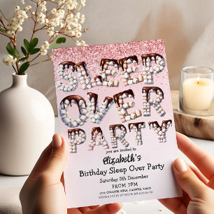 Speelse Roze Marshmallow Chocolade Sleepover Party Kaart