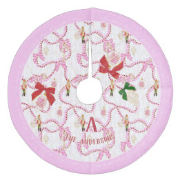 Speelse Roze Notenkraker Suikerstok Monogram Fleece Kerstboom Rok