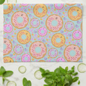 Speelse Roze Paarse Pastelkleurige Donut Theedoek (Gevouwen)