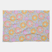 Speelse Roze Paarse Pastelkleurige Donut Theedoek (Horizontaal)