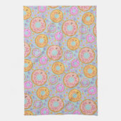 Speelse Roze Paarse Pastelkleurige Donut Theedoek (Verticaal)