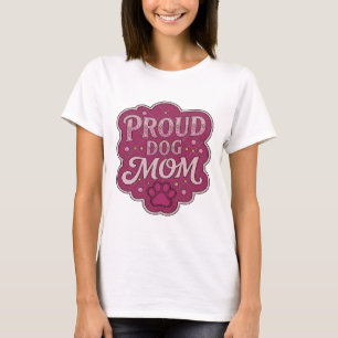 Speelse Roze PROUD DOG MOM Print T-shirt