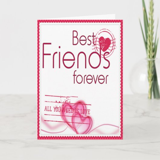Speelse Roze Rode Hartjes Valentijn Vriendschap Feestdagen Kaart (Voorkant)