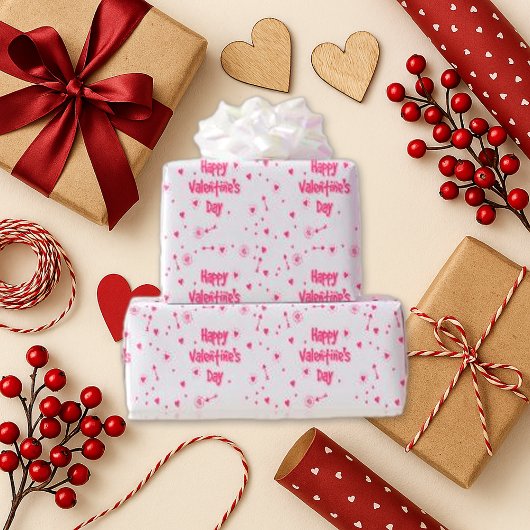 Speelse roze rode Valentijn tekst Cadeaupapier