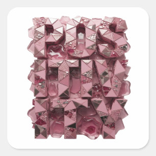 Speelse Roze ROZE GLAS JEWELS Stickerontwerp Vierkante Sticker