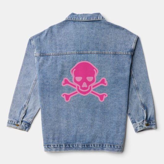 Speelse Roze Schedel Kruisbeenderen Baby Denim Jacket (Achterkant)