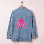 Speelse Roze Schedel Kruisbeenderen Baby Denim Jacket (Hangar)