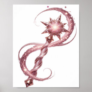 Speelse Roze STAR WAND Tekst Design Poster