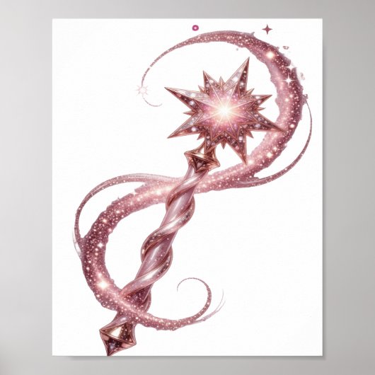 Speelse Roze STAR WAND Tekst Design Poster (Voorkant)