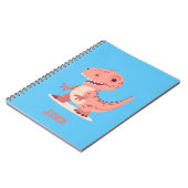 Speelse Roze T-Rex Dino Met Kindernaam Notitieboek (Linkerzijde)