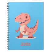 Speelse Roze T-Rex Dino Met Kindernaam Notitieboek (Voorkant)