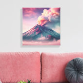 Speelse roze vulkaanuitbarsting canvas afdruk (Insitu (Woonkamer))