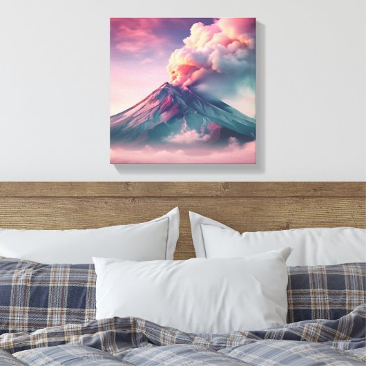 Speelse roze vulkaanuitbarsting canvas afdruk (Insitu (Slaapkamer))