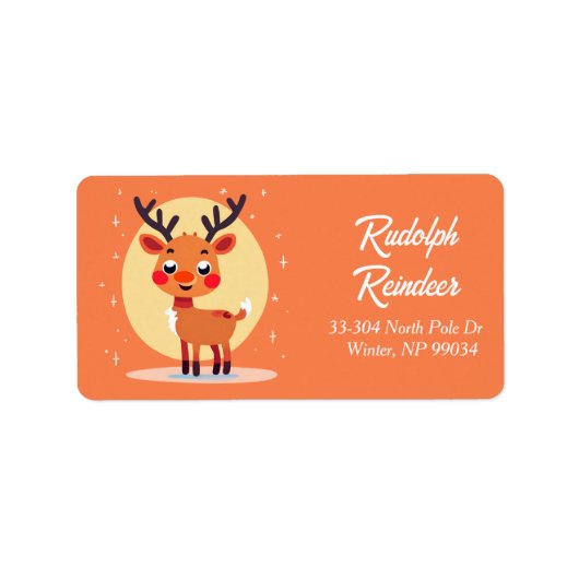 Speelse Rudolph Reindeer Retour Adreslabel Etiket (Voorkant)