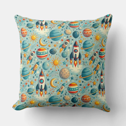 🚀🌌 Speelse Ruimte Avontuur Decoratie Cadeau ✨ Kussen (Voorkant)