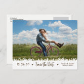 Speelse rustieke gebladerte Border Foto Sla de dat Aankondigingskaart (Voorkant / Achterkant)