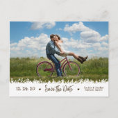 Speelse rustieke gebladerte Border Foto Sla de dat Aankondigingskaart (Voorkant)