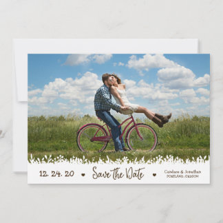Speelse rustieke gebladerte Border Foto Sla de dat Save The Date