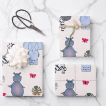 Speelse Safari Dieren Gift Wrapping Paper (v.1)