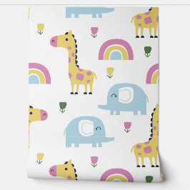 Speelse safari dieren kwekerij behang