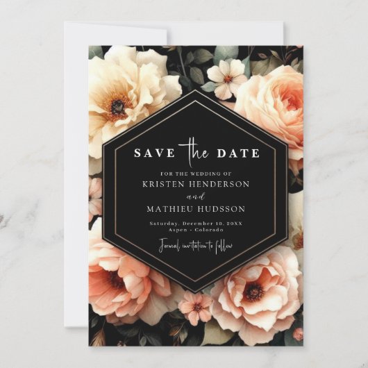 Speelse Sage Peach bruiloft Save The Date (Voorkant)