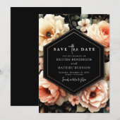 Speelse Sage Peach bruiloft Save The Date (Voorkant / Achterkant)