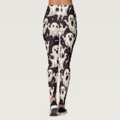 Speelse Scary Ghost Pattern voor Halloween Night Leggings (Achterkant)