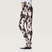 Speelse Scary Ghost Pattern voor Halloween Night Leggings (Links)