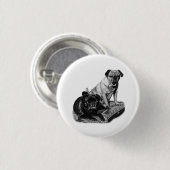 Speelse Schaduwen, Pug Speld Ronde Button 3,2 Cm (Voorkant /achterkant)