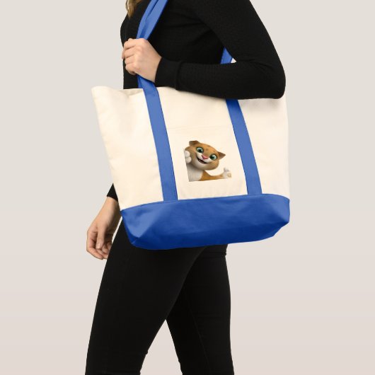 Speelse Schattige Kat Cartoon Close-Up Tote Bag (Voorkant (product))