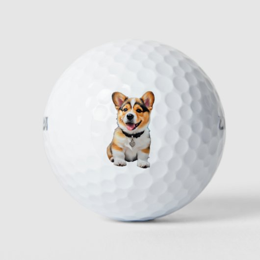 Speelse Schattige Leuke Corgi Golfballen Hondenlie (Voorkant)
