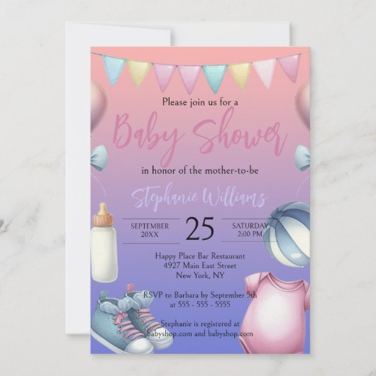 Speelse Schattige Pastel Essentials Baby shower Kaart (Voorkant)