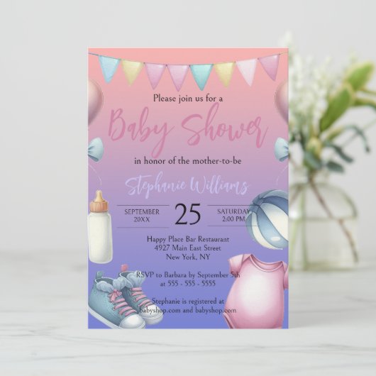 Speelse Schattige Pastel Essentials Baby shower Kaart (Staand voorkant)