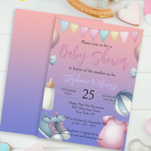 Speelse Schattige Pastel Essentials Baby shower Kaart