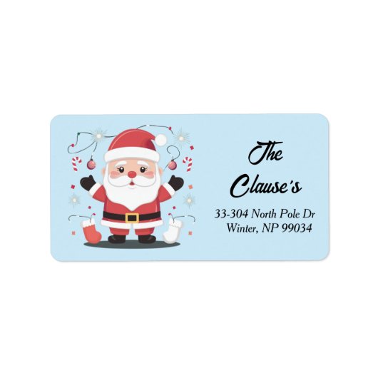 Speelse Schattige Santa Claus Retour Adreslabel Etiket (Voorkant)