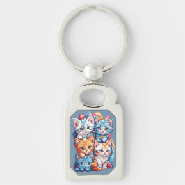 Speelse Schattigee Kawaii Katten Sleutelhanger