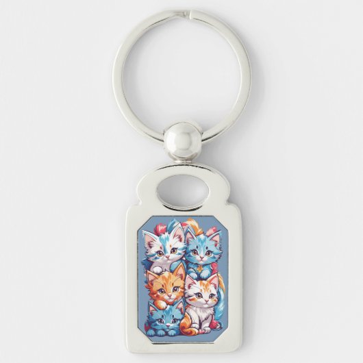 Speelse Schattigee Kawaii Katten Sleutelhanger (Voorkant)