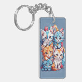 Speelse Schattigee Kawaii Katten Sleutelhanger (Voorkant Links)