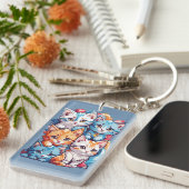 Speelse Schattigee Kawaii Katten Sleutelhanger (Voorkant Rechts)