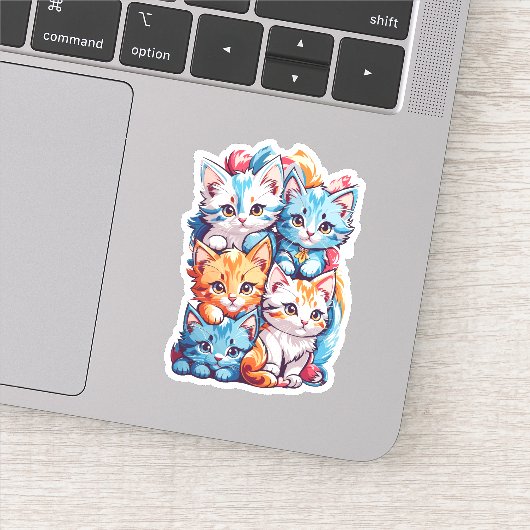 Speelse Schattigee Kawaii Katten Sticker (Detail)