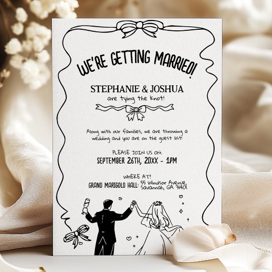 Speelse Schattigee paar illustratie Sla de datum o Kaart