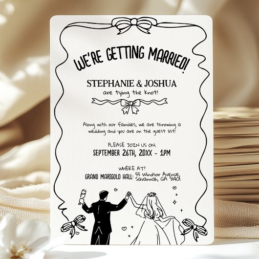 Speelse Schattigee paar illustratie Sla de datum o Kaart