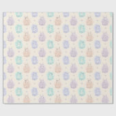Speelse schets konijnen monogram cadeaupapier (Vlak)