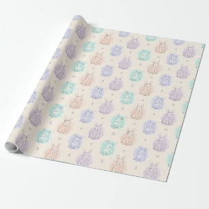 Speelse schets konijnen monogram cadeaupapier