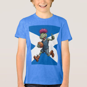 Speelse Schotse Distel Rugby Illustratie Tri-Blend Shirt
