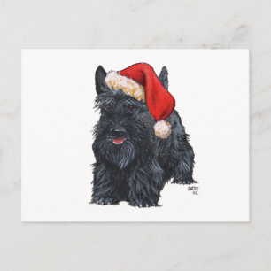 Speelse Schotse Terriër Kerstman Feestdagenkaart
