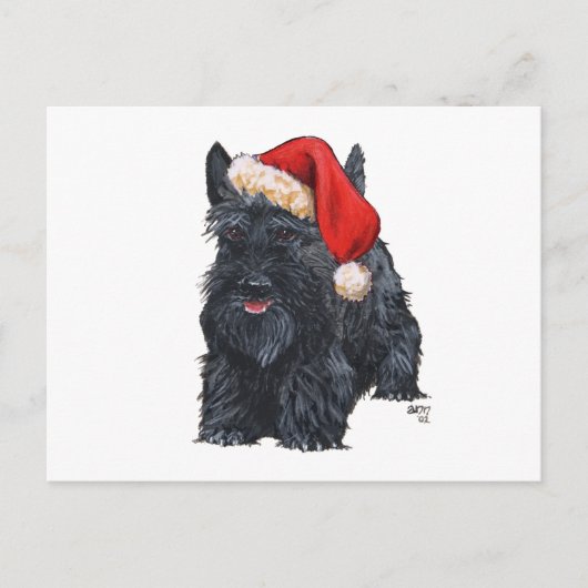 Speelse Schotse Terriër Kerstman Feestdagenkaart (Voorkant)