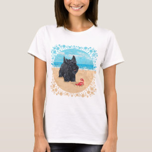 Speelse Schotse Terrier op het Strand T-shirt